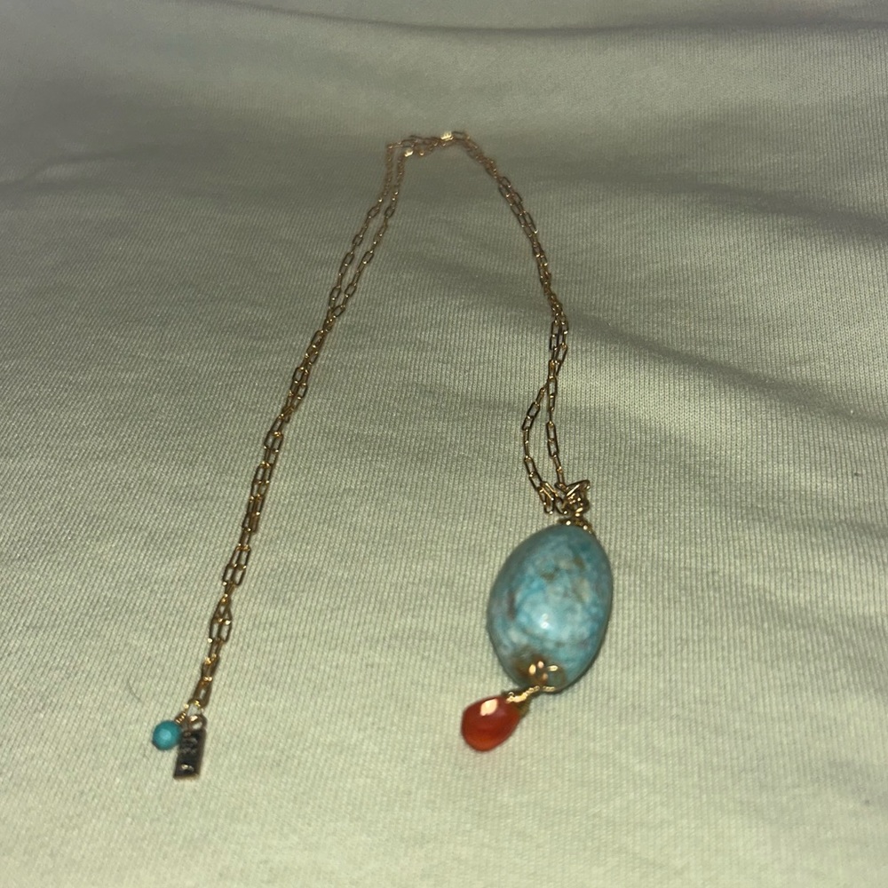 MINU Jewels Mediterranean Inspired Jewelry- Turquoise/Gold Pendant Necklace